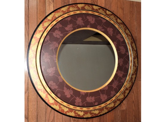 Original M. Jurado 2002 Lovely Round Hand Painted Wood Framed Mirror Signed