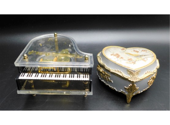'chariots Of Fire' Heart-shaped Music Box & Clear Resin Piano-shaped Music Box