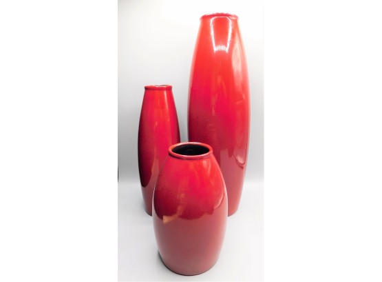 Pier 1 Scheurich Made In Germany Red Vases - Set Of 3