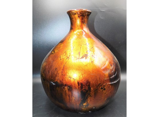 Golden Hues Round Decorative Vase