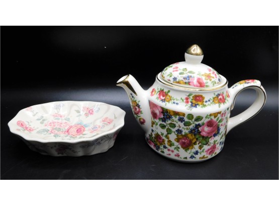 Sadler Olde Chintz Floral Teapot & Floral Soap Dish