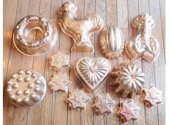 Assorted Lot Of Copper Baking Molds - 13 Molds