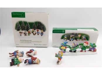 Department 56 Village Accessories - Tangled In Tinsel, Have A Seat Elves & Lunchbox Elf