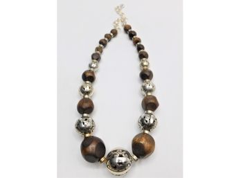 Brighton Wood Beaded & Silver-tone Necklace