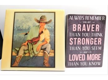 Doreman Burns American Cowgirl Decor & Inspirational Quote Plaque