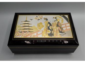 Lacquerware Musical Jewelry Box With 2-bangle Bracelets In Pouch