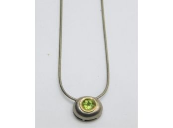 Sterling Silver Green Stone Pendant Necklace