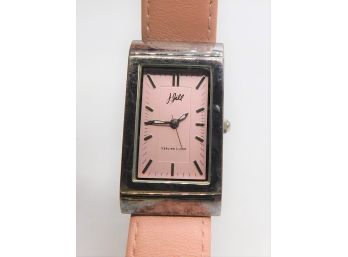 Sterling Silver J. Gill Women's Watch With Genuine Leather Pink Strap