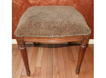 Leopard Print Fabric Covered Wood Accent Bench