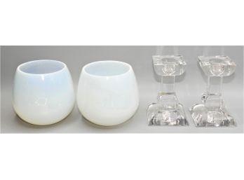 Assorted Glass Candle Holders - 2 Sets