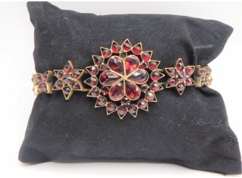 Red Stone Flower/star Costume Jewelry Bracelet