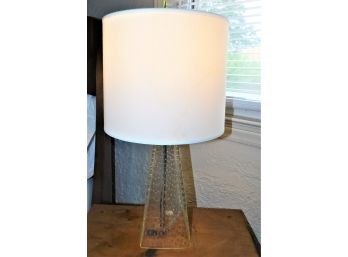 Elegant Glass Table Lamp With Shade With Decorative Bubbles In The Glass.