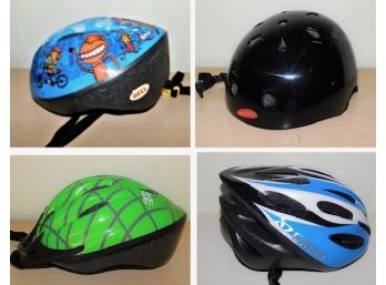 Assorted Lot Of 4 Bicycle Helmets (3-children's/1-Adult)