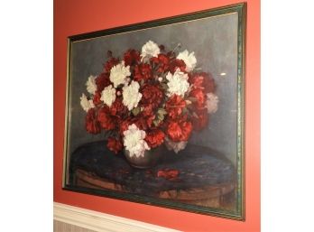 Lovely Red & White Floral Framed Decorative Art