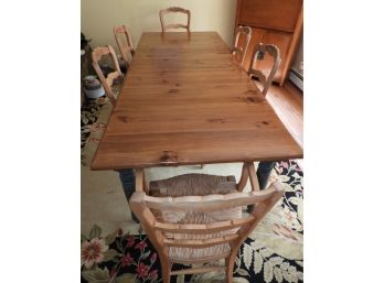 Fabulous Rustic Pine Dining Table Green Distressed Legs With 6 Chairs