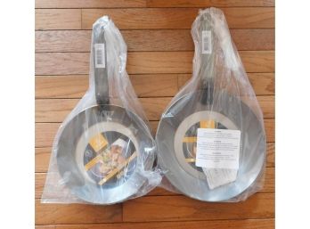 Mafter Black Steel Frying Pans - Set Of 2 Assorted Sizes - NEW In Bag