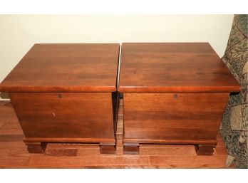 Wood Side Tables With Storage Compartments - Set Of 2