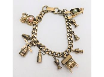 Unique Gold-tone Charm Bracelet