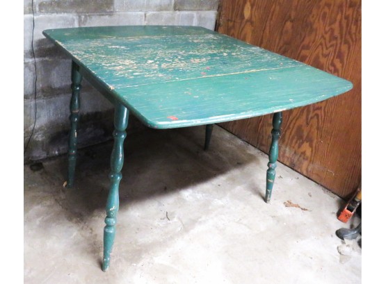 Rustic Green Table - Drop Leaf Table - L36' X H29' X (D21'CLOSED - D40' Open)
