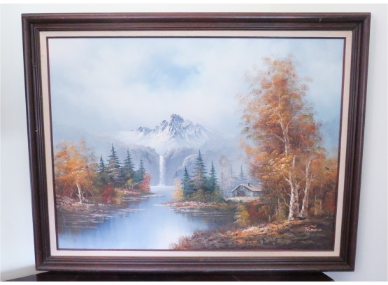 Stunning Oil On Canvas Landscape Signed By R. Boren - L46' X H36.5'