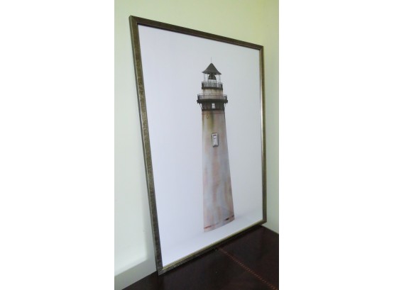 Large Print Of Light House Isolated In White Background - Wall Mural - L26.5' X H37.5'