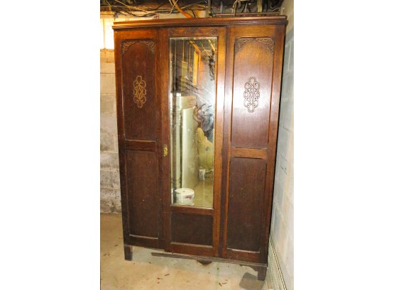 18th Century Louis XIV Armoire - Mirrored Door - L46' X H74.5' X D17.5'