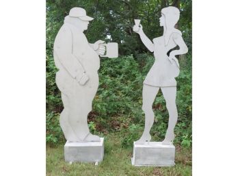 Original Stanley E. Marcus  Creations Outdoor Metal Sculptures Signed - Lot Of 2  - 'Party Girl In Profile'
