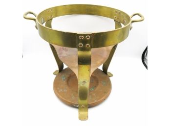Vintage Solid Copper/brass Chafing Dish Casserole Holder/stand Waldow Bklyn NY -