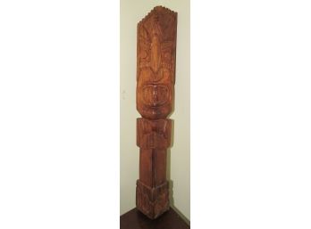 Hand Carved - Solid Wooden Mayan/Aztec Tiki - L5' X H25' X D3.5'