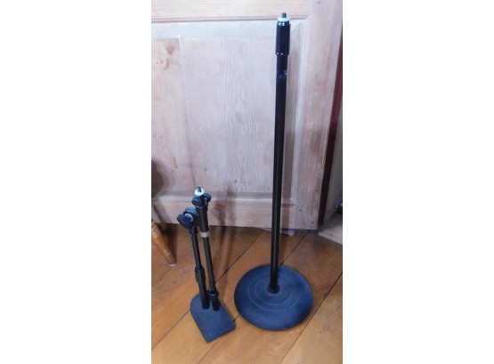 2 Microphone Stands - One Ajustable And One Fixed Height Stand