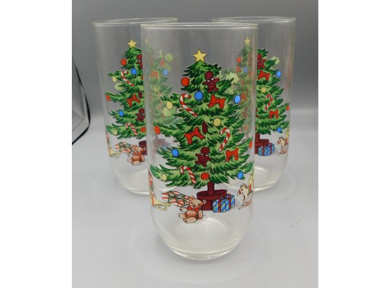 Festive Christmas Tree Drinking Glasses - Set Of 3