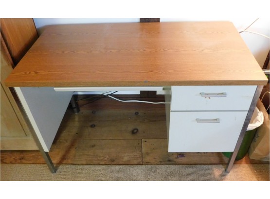 Office Desk With Metal Frame And 3 Drawers