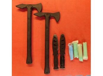 Cold Steel - Plastic Tomahawks And Sharkee - Plastic Combat Knives With Chalk