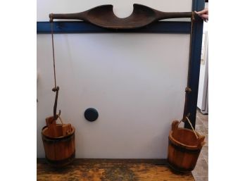 Antique Wooden Yoke With Water Buckets