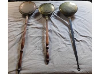 Antique Bed Pans - Lot Of 2 Brass And 1 Copper