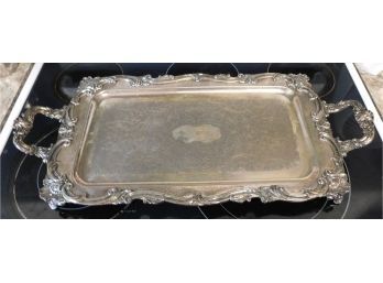 Decorative Floral Bordered Silver Plated Serving Tray