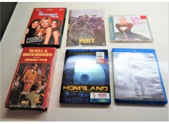 Assorted Lot Of 6 - DVD's, Blu Ray, VHS & CD