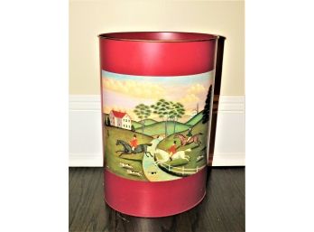 Pixie Products Red Trash Can With Horse Theme In The Country Image