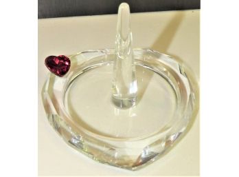 Oleg Cassini Crystal Heart Ring Holder With Red Heart