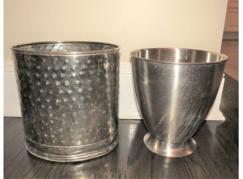 Pair Of 2 - Silver Trash Cans