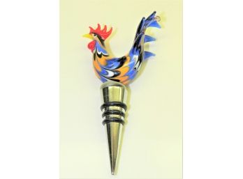 Decorative Glass Rooster Wine Bottle Stopper