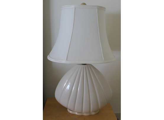 Vintage Ornate Porcelain Sculptural Style Table Lamp W/ White Shade