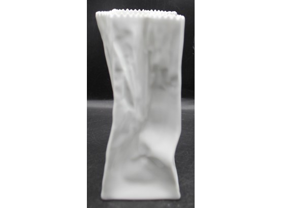 ROSENTHAL Shiny White Porcelain Paper Bag Vase By Tapio Wirkkala