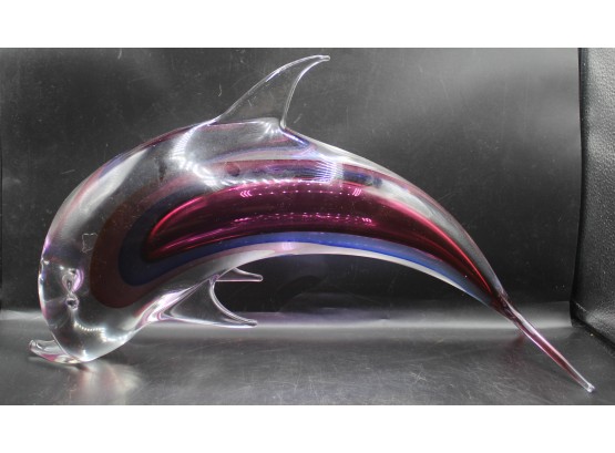 Murano Glass Dolphin - Rose And Blue