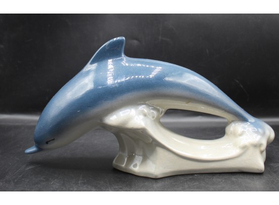 Stunning Porcelain Dolphin Riding A Wave Figurine