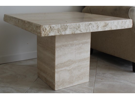 Mid-Century Modern White Marble End Table