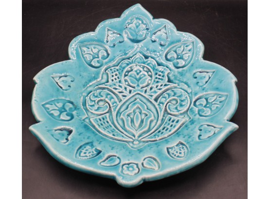 Vintage Turquoise Leaf Trinket Dish