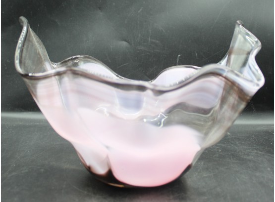 Black & Pink Asymmetrical Decorative Glass Bowl