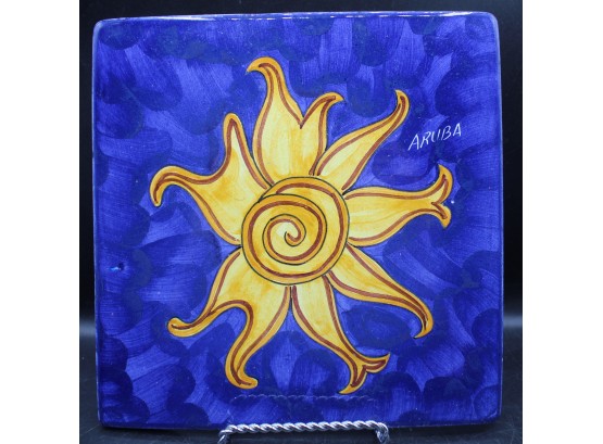 Rare Artisan Hands Decorative Sun Tile - Signed Aruba