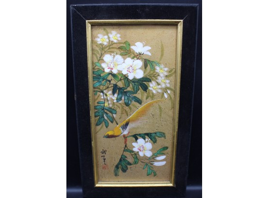 Vintage Japanese Bird & Flower Framed Artwork